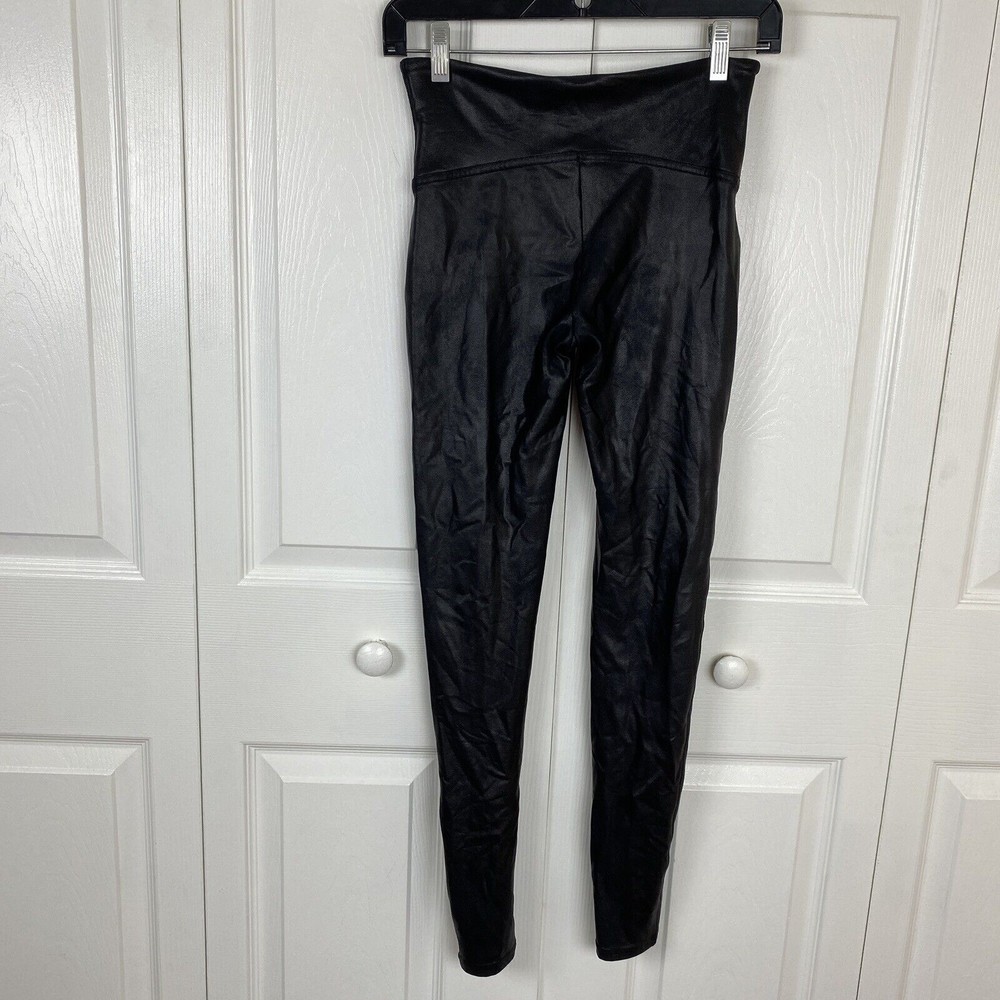 Spanx size M Faux Leather Leggings Black Skinny Pull On Look At Me Now High
